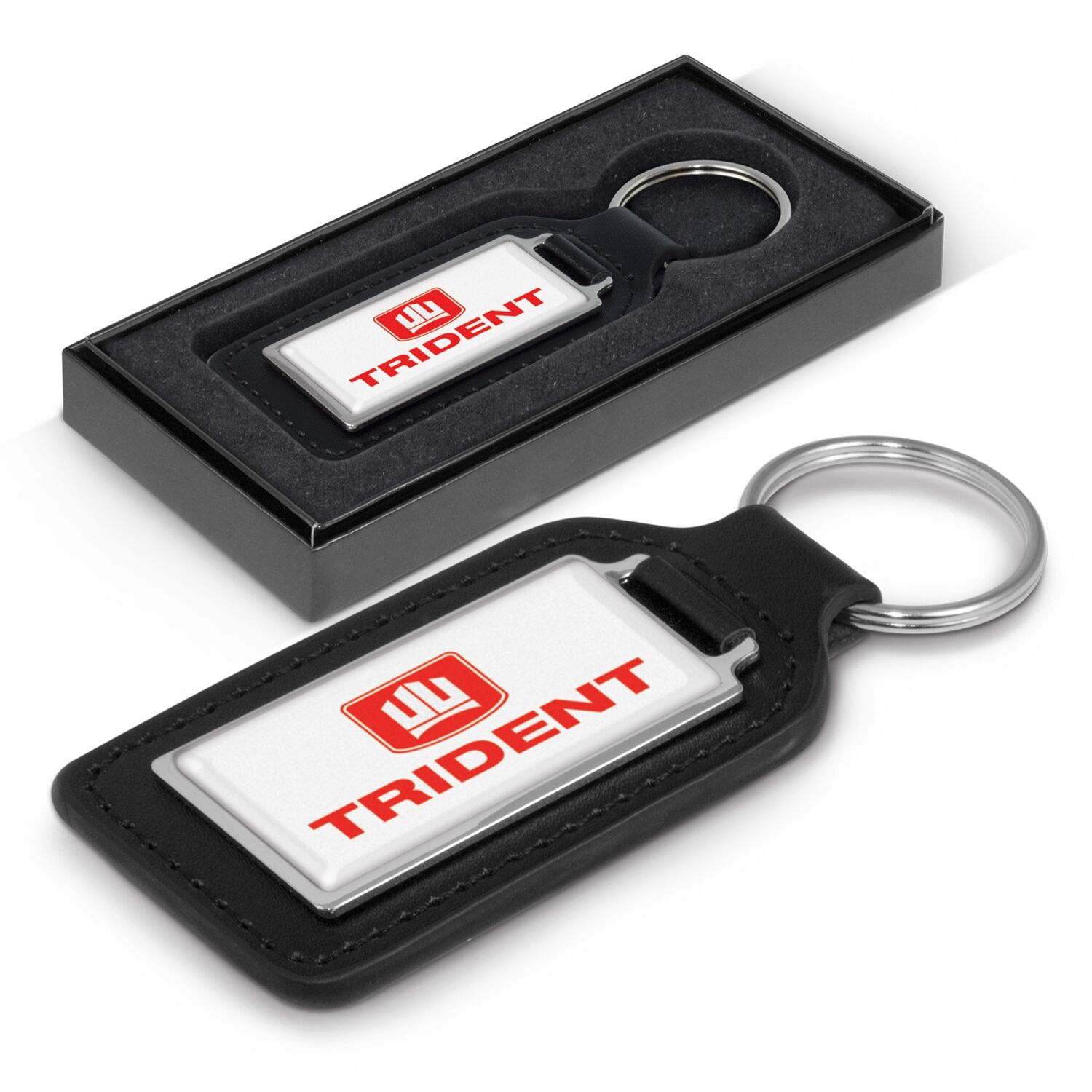 Promotional Baron Leather Key Ring - Rectangle
